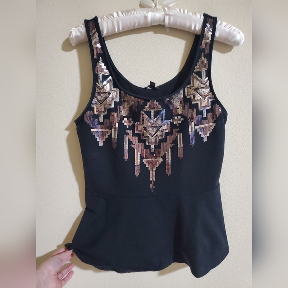 Express | sequin peplum top - Picture 4 of 9